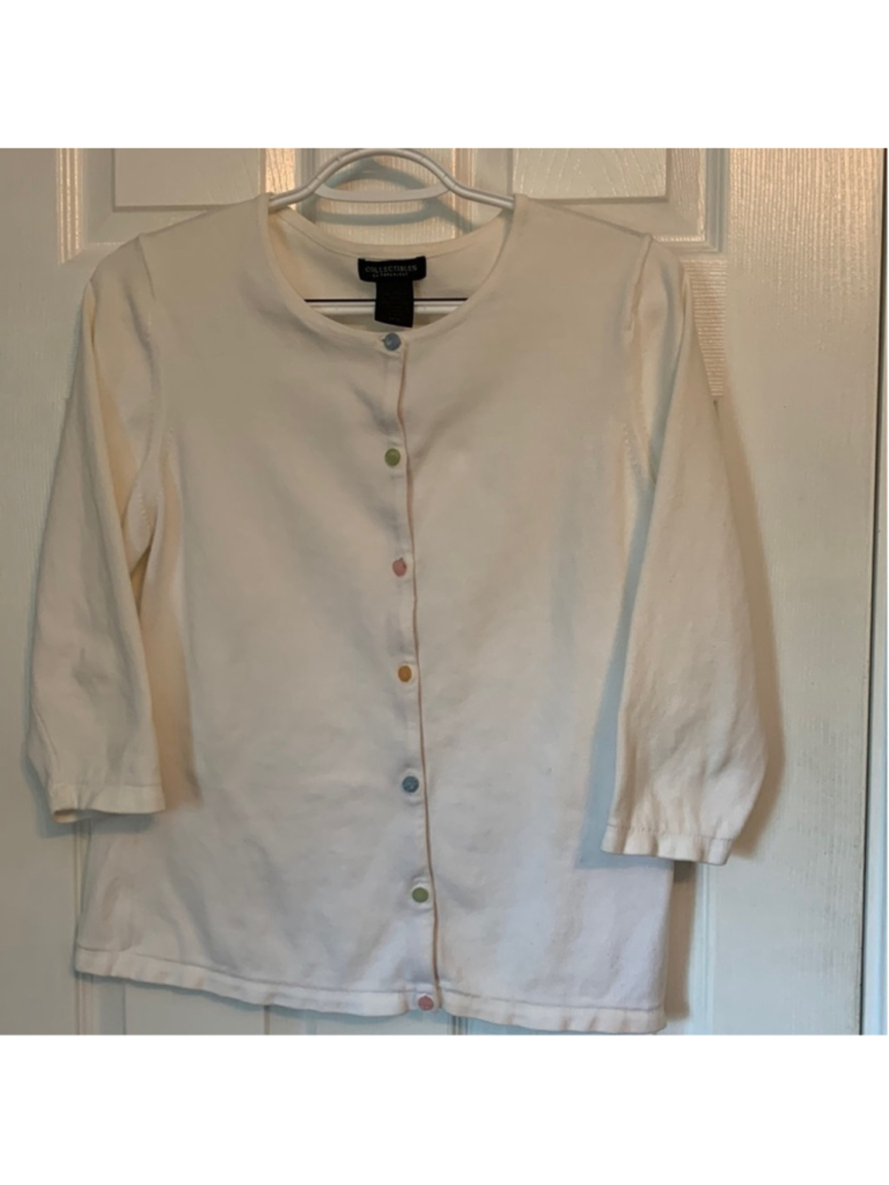 Parkhurst Lightweight cotton off white cardigan sweater medium